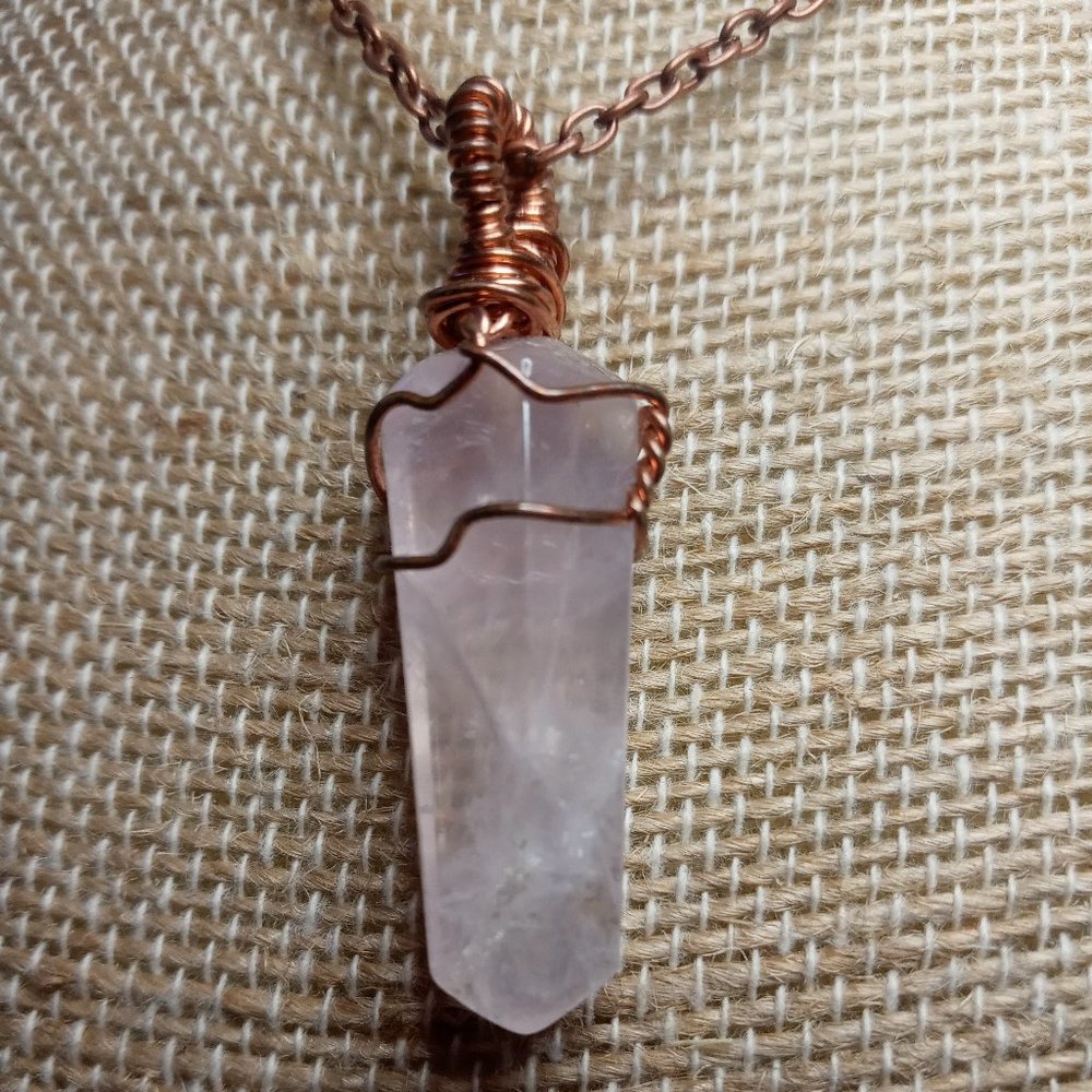 Wire Wrapped Amethyst Crystal Point Necklace